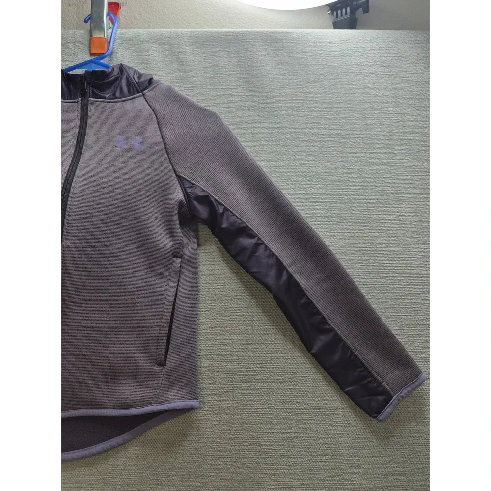 Under Armour Activewear Jacket Youth Small Heather Purple Fleece Lined Full Zip